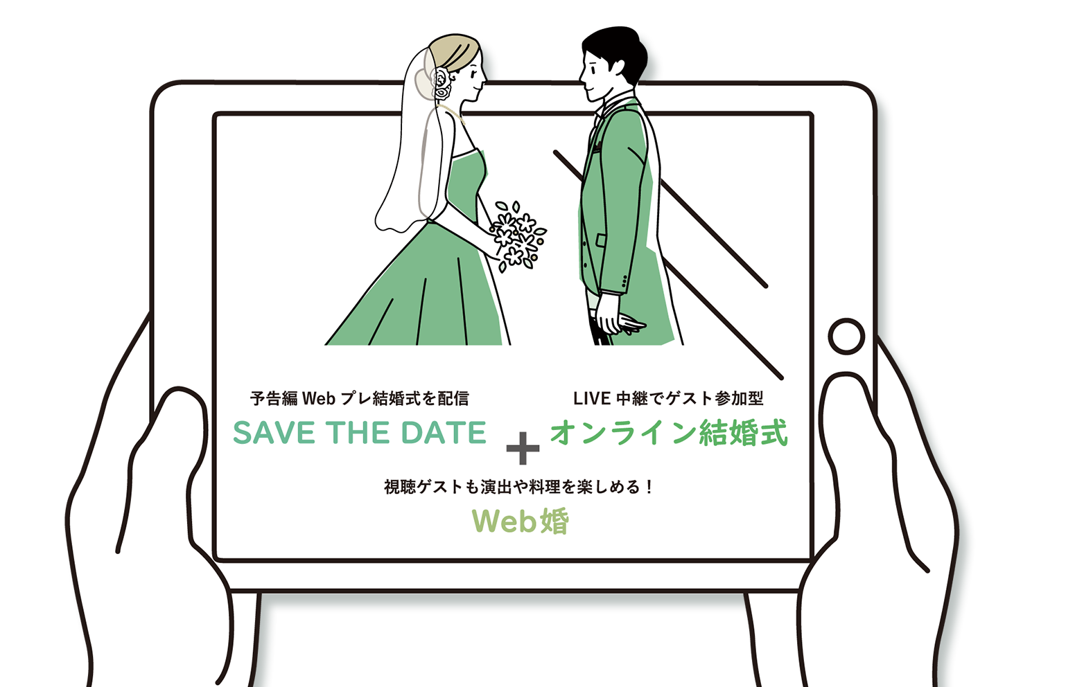 予告編Webプレ結婚式を配信 SAVE THE DATE + LIVE中継でゲスト参加型 オンライン結婚式 視聴ゲストも演出や料理絵を楽しめる Web婚